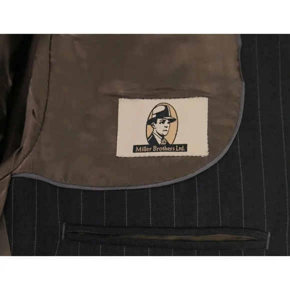 Miller Brothers Ltd Bespoke Recent Gray Pinstripe 2-Btn Wool Suit 42R - Picture 9 of 11